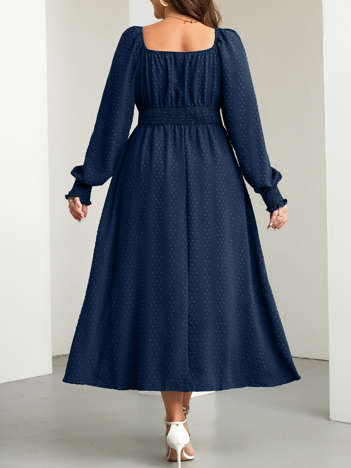 Plus Size Square-Neck Long-Sleeve Maxi Dress — Navy Blue — 8.jpg
