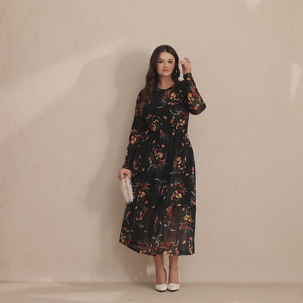 RWJ 6794 Black Yellow Floral dress video