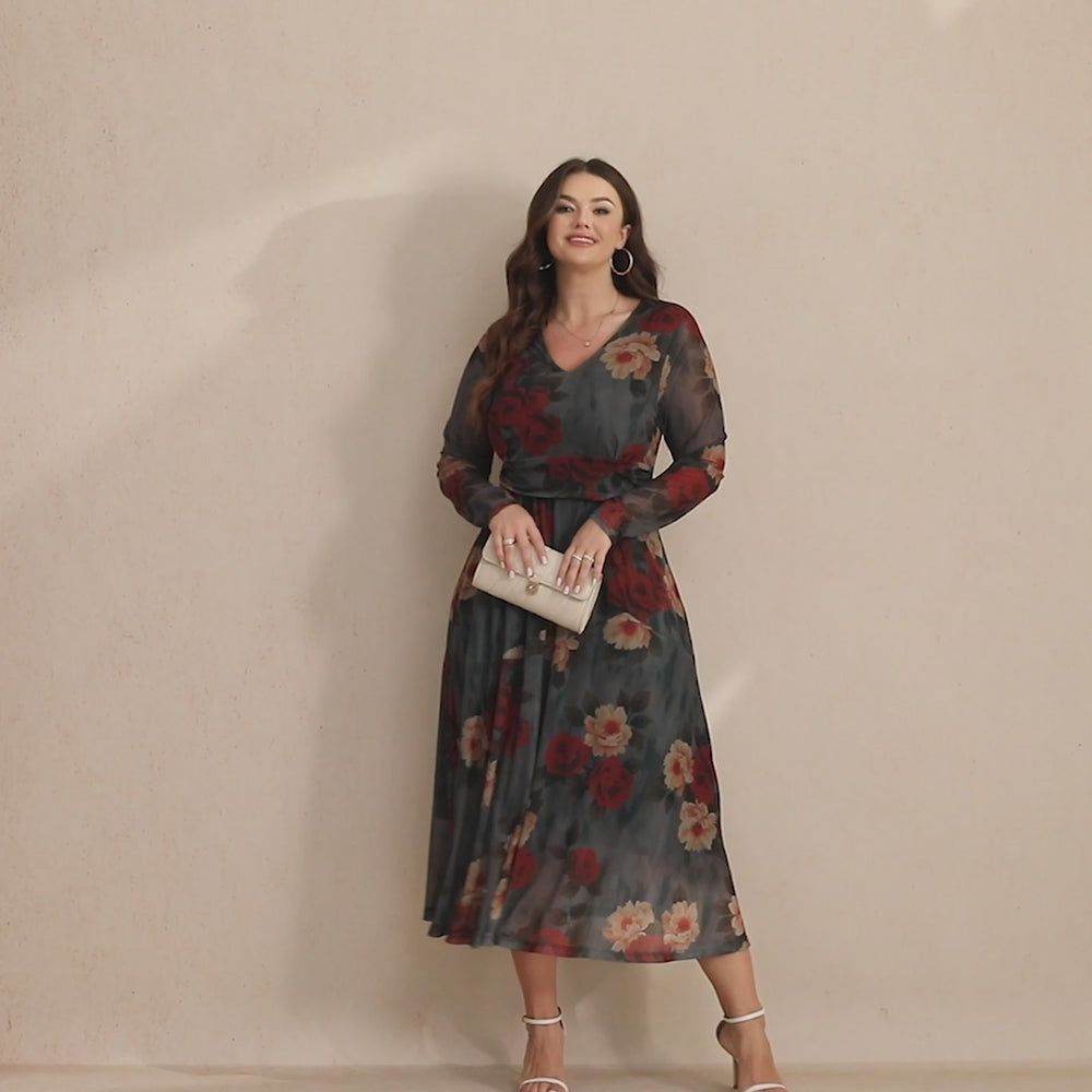 RWJ 6803 Red Floral dress video