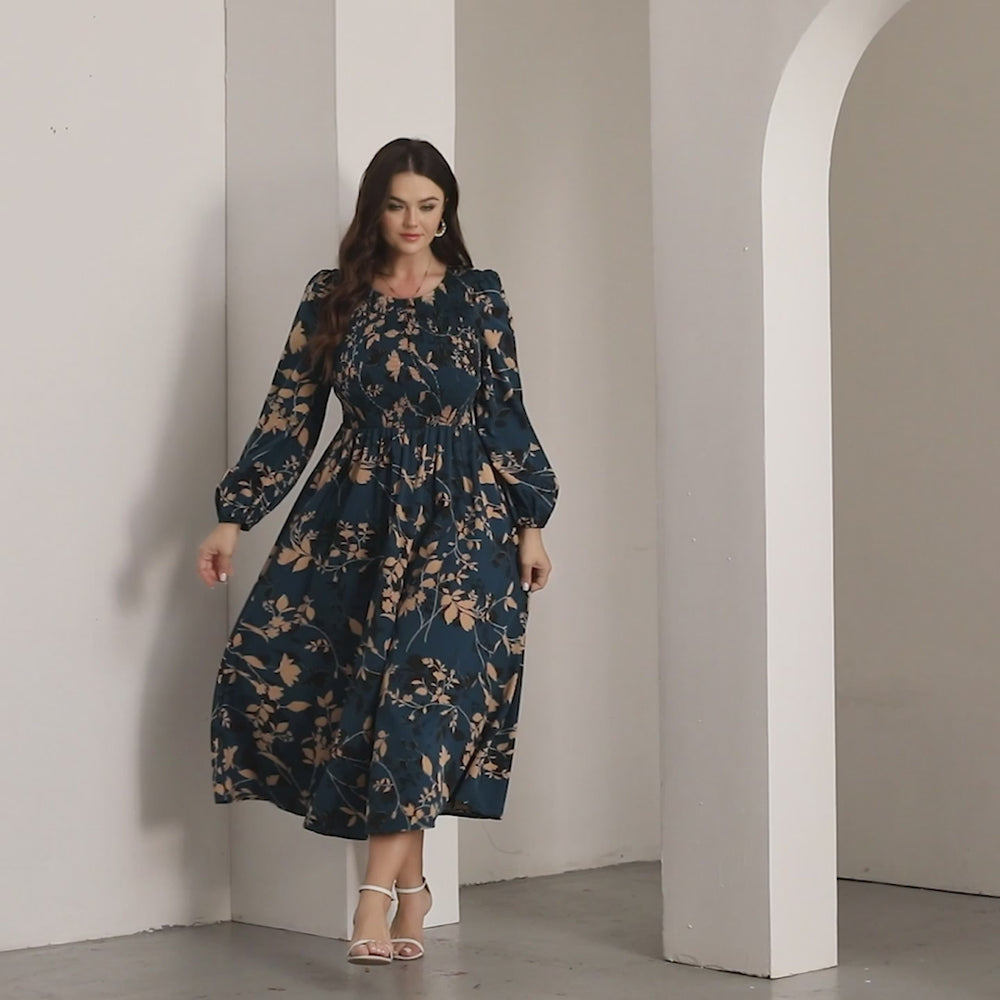 RWJ 6812 Floral Navy Blue dress video