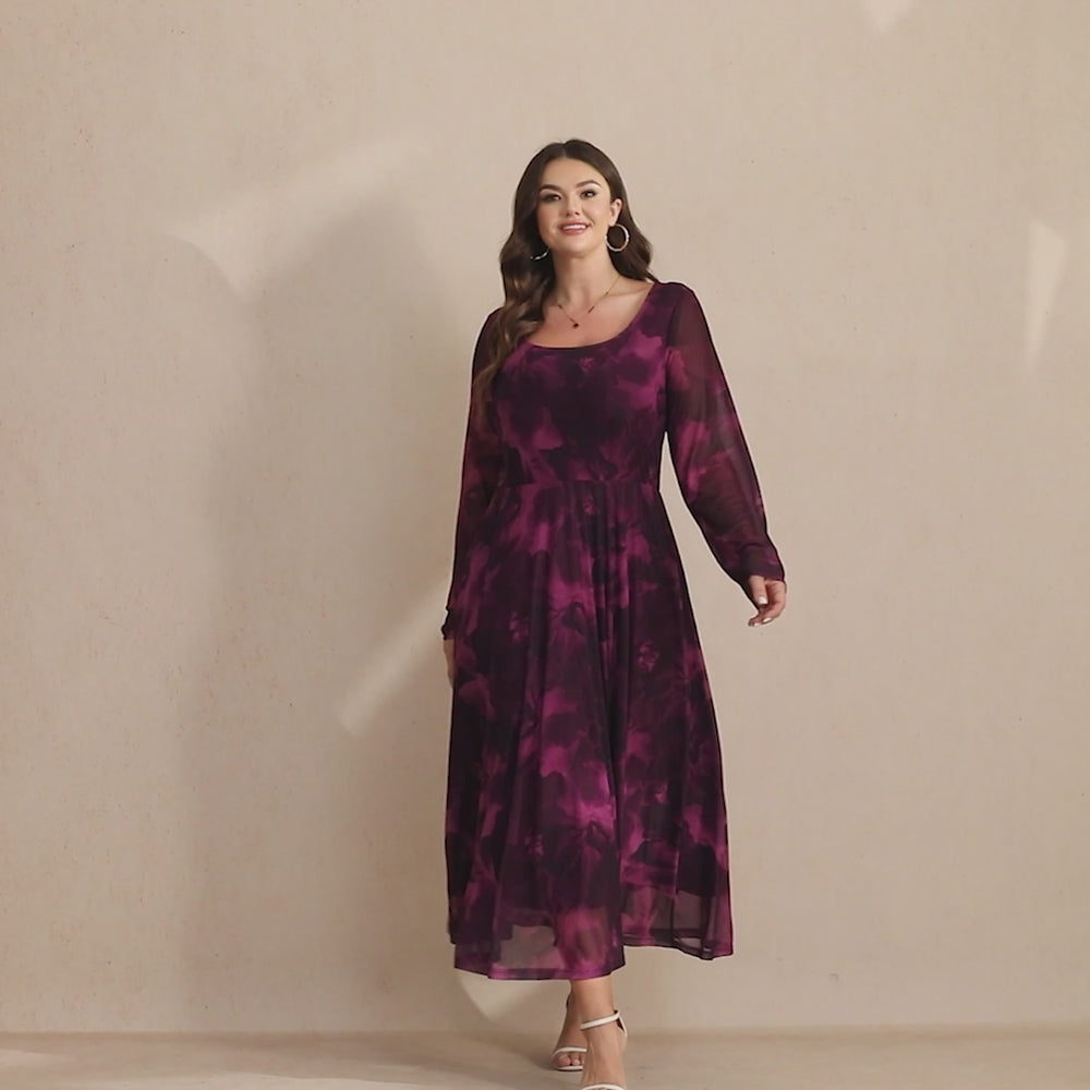 RWJ 6805 Purple Floral dress video