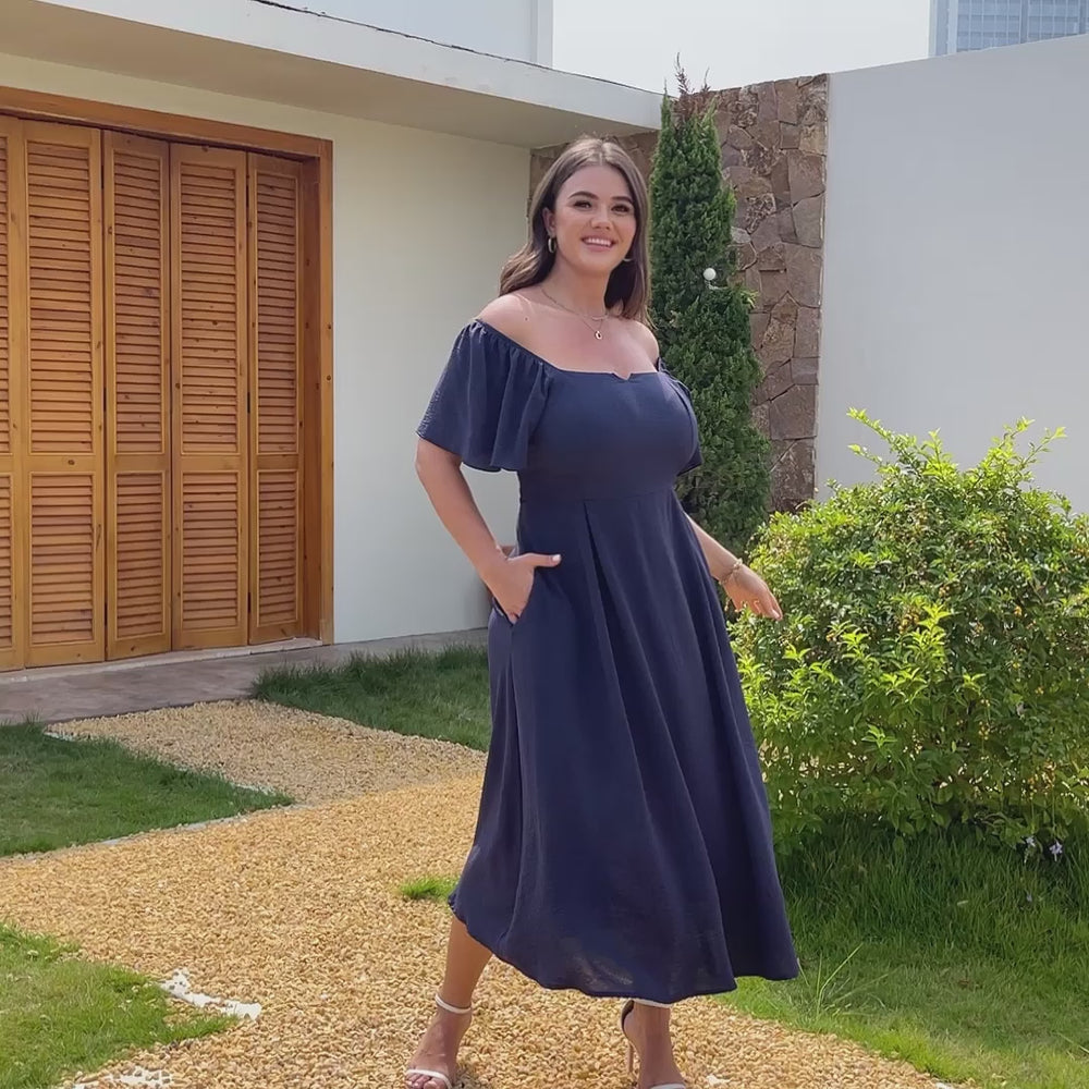 RWJ 6748 Navy Blue dress video