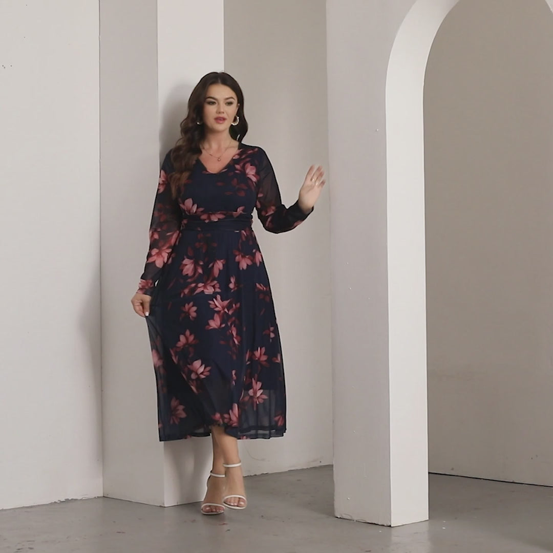 RWJ 6803 Blue Floral dress video
