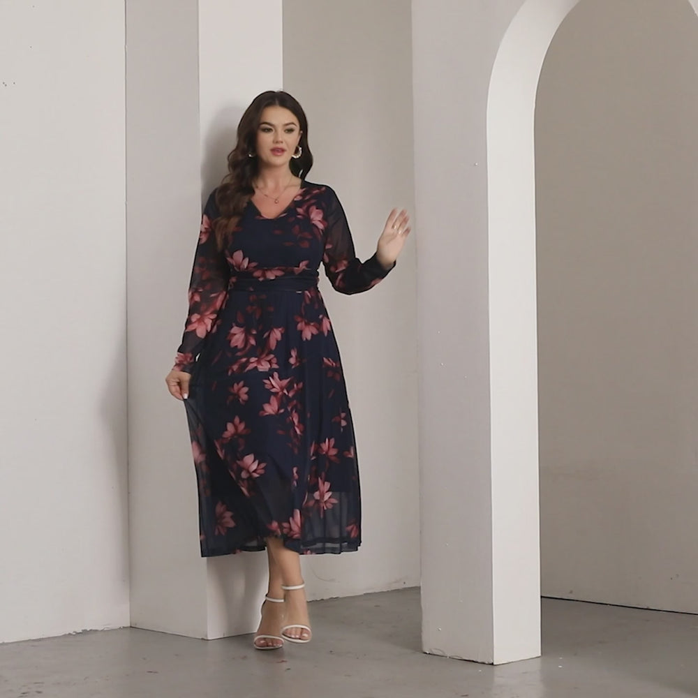 RWJ 6803 Blue Floral dress video