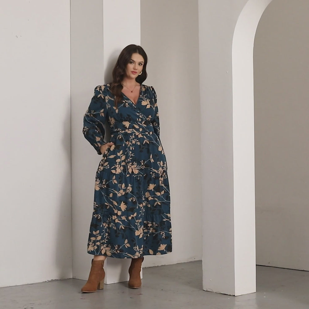 RWJ 6814 Navy Blue Floral dress video