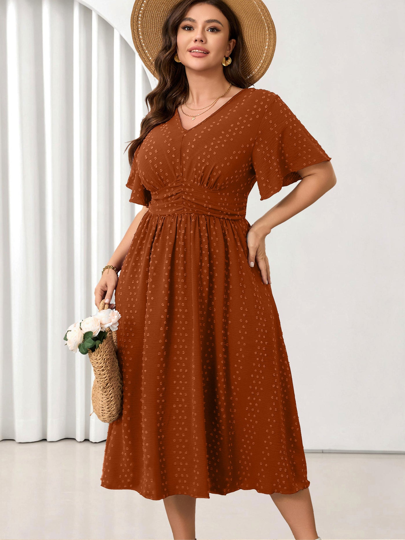 RWJ Curve Style 1006 Burnt Orange full-length dress
