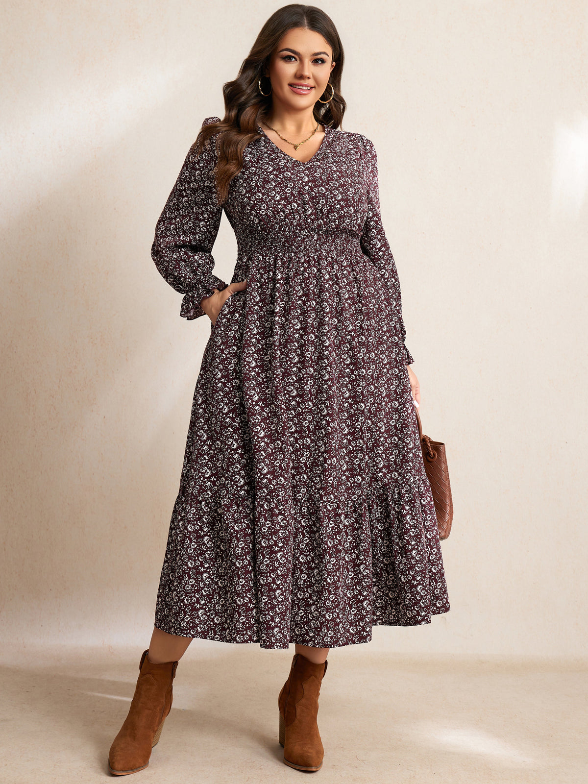 RWJ 6406 Floral Wine Red detail image
