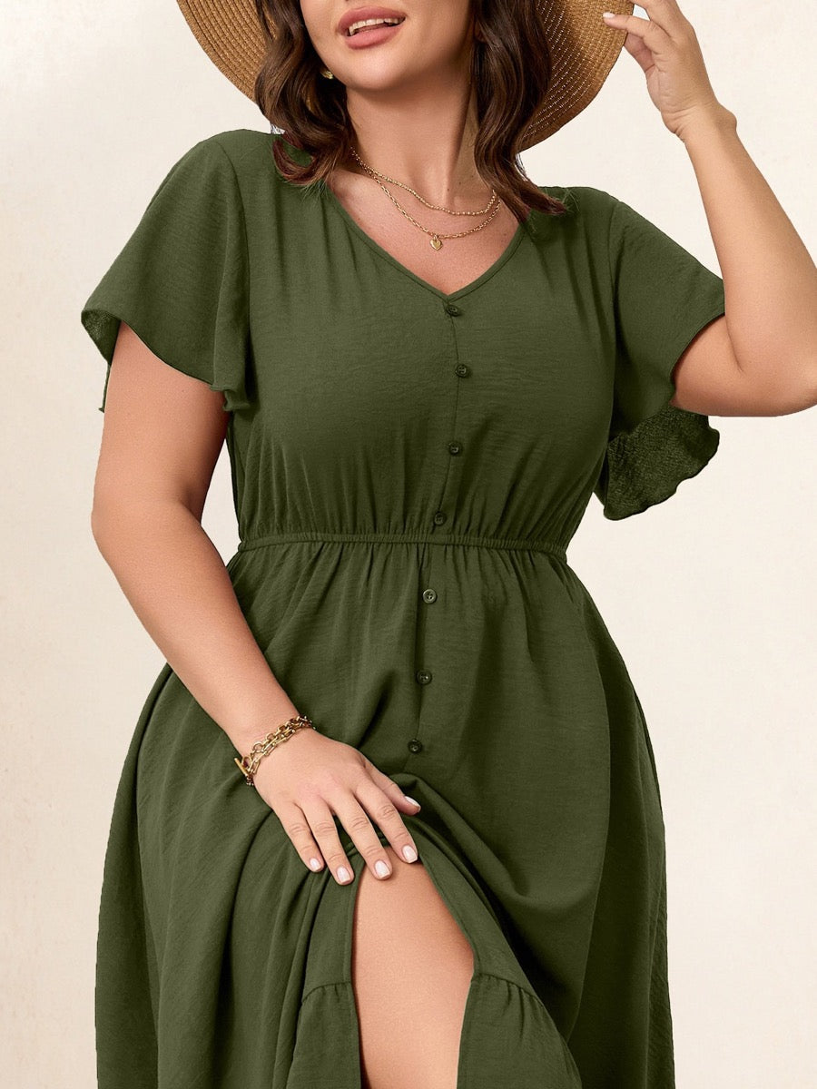 RWJ 6530 Army Green dress detail crop, 3:4