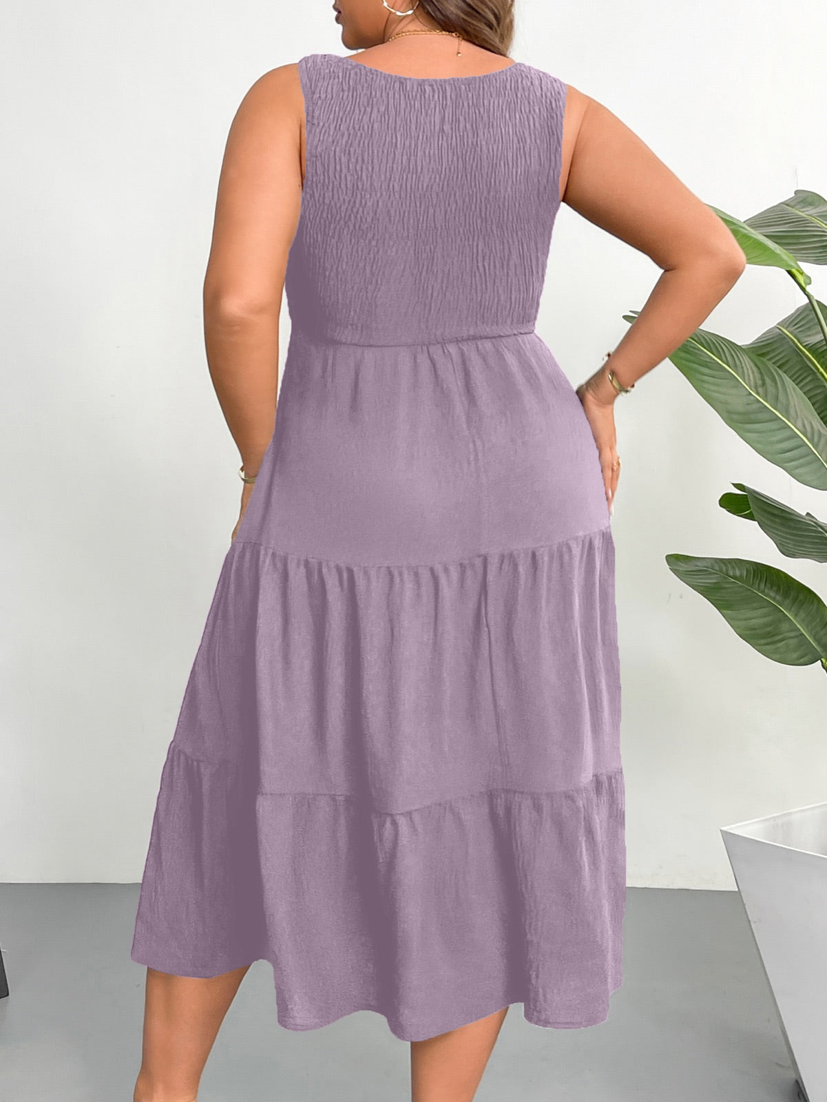 Plus Size Sleeveless Tiered Maxi Dress — Purple gallery image 1